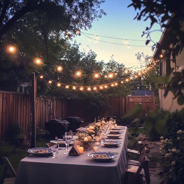 An outdoor dinner setting